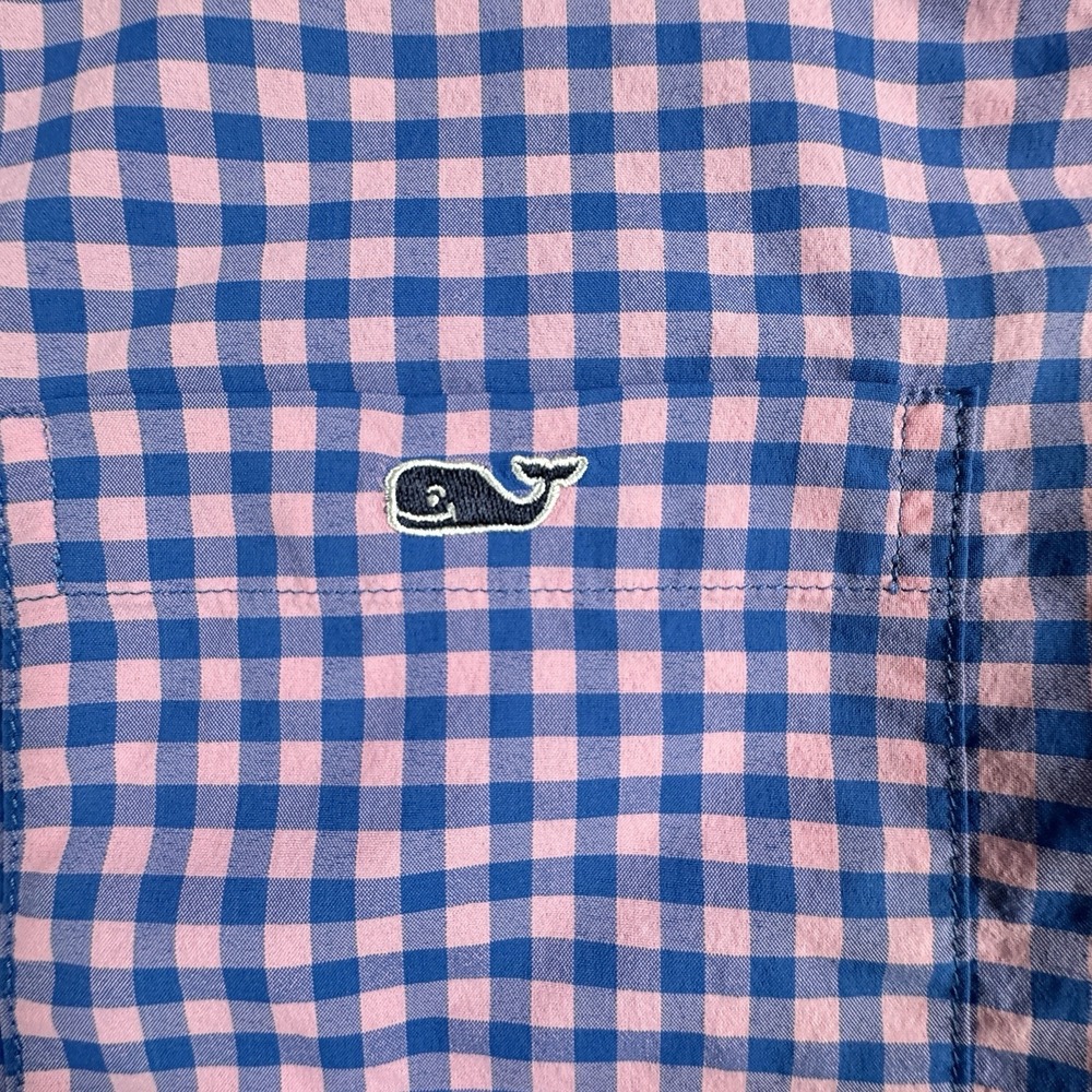 Vineyard Vines Tucker Performance Shirt‎ Mens Small Pink Blue Gingham Stretch - Picture 4 of 6